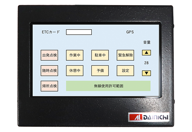 車載端末装置 タッチパネル メイン画面